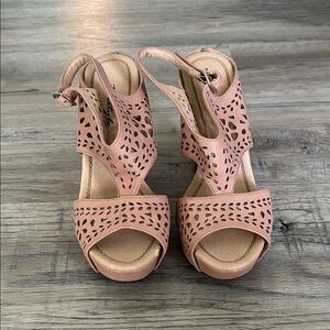 Herstyle Blush Cutout Wedge Sandals